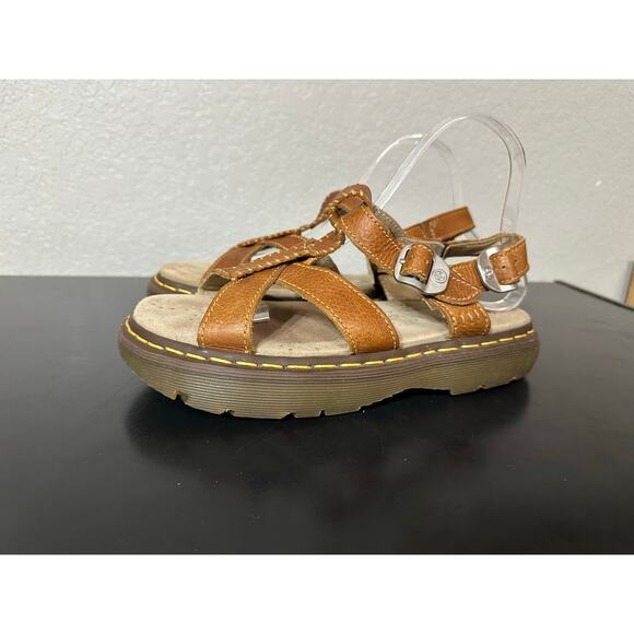 VTG Dr Martens Chunky Brown Leather Fisherman Sandals Women 9 Y2K Flaw Grunge - Picture 7 of 10